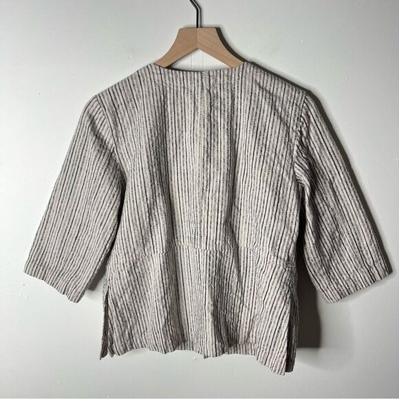 Eileen Fisher Organic cotton Stripe Open Front Preppy Minimalist Summer Vacation - Picture 7 of 11